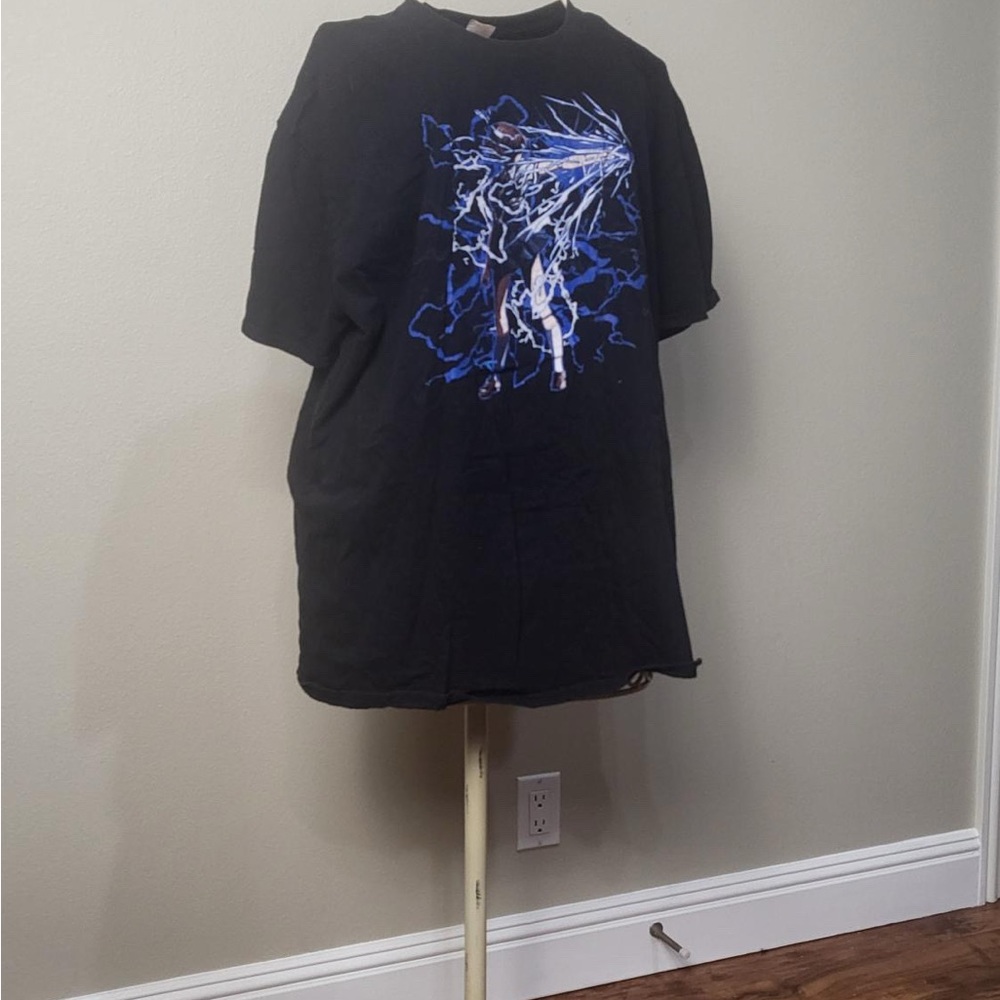 Aki Bento Black and Blue Lightning Graphic Short Sleeve Tee